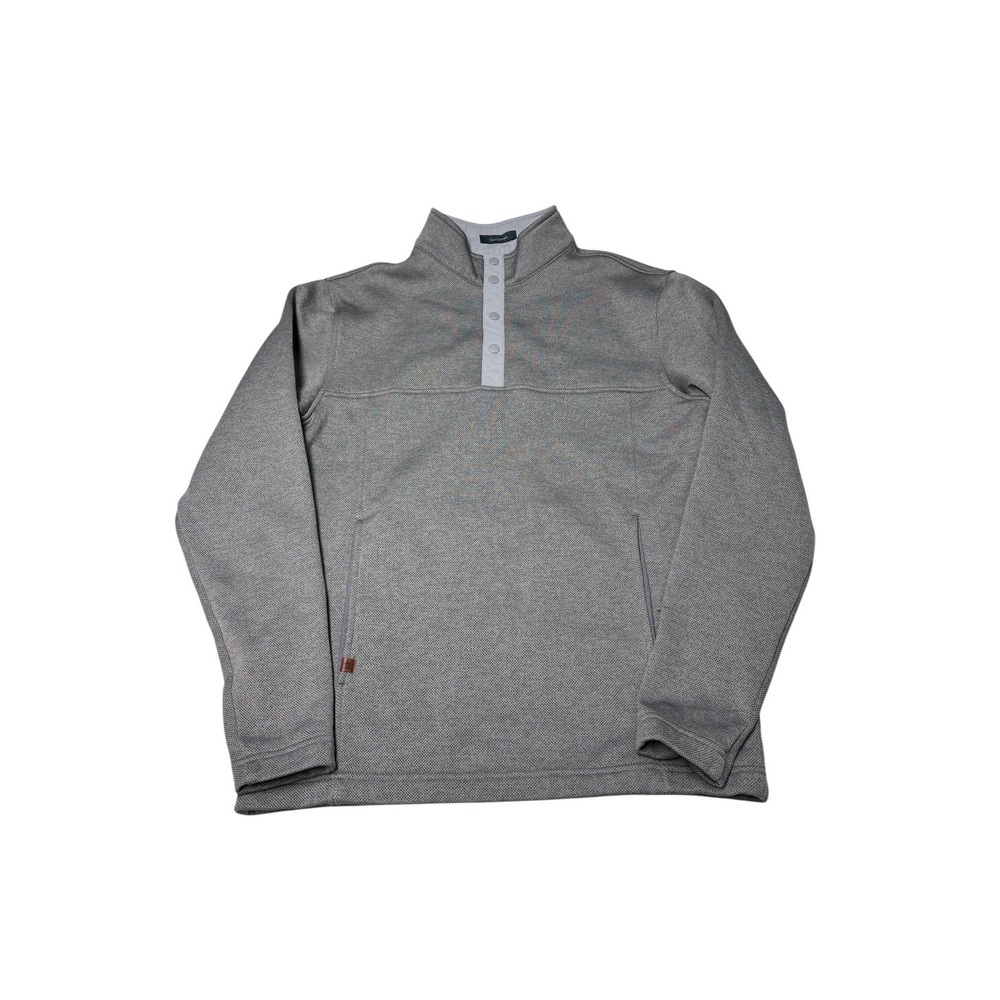 Turtleson Mens Snap Neck Pullover‎ Heather Grey Fleece Lined Golf Sweater Small